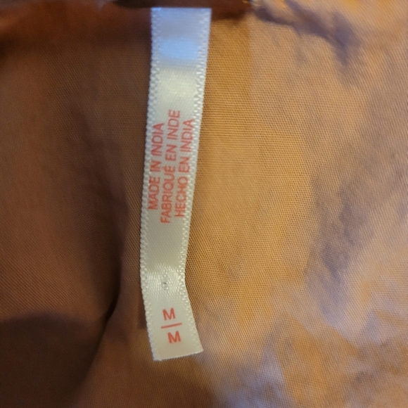 Free People Tan V-Neck Cotton Blouse With Lace Up Detail. Size M - Picture 6 of 7